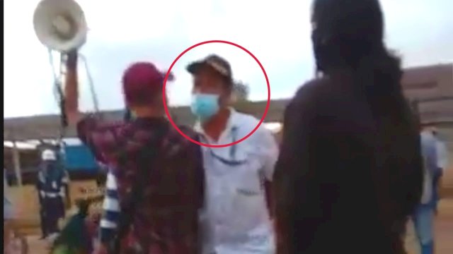 Tangkapan gambar salah satu aktivis saat mendapat intimidasi oleh oknum yang diduga humas dan security PT. VDNI. Foto: istimewa