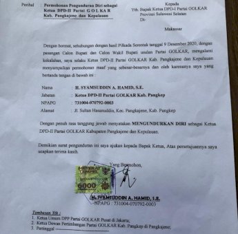 Jagoanya Kalah di Pilkada, Bupati Pangkep Mudur Dari Ketua Golkar