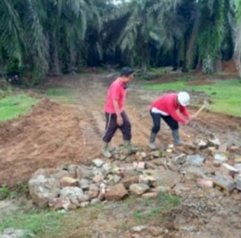 Bersama Karyawan, Manager PTPN IV Kebun Bandar Pasir Mandoge Lakukan Perbaikan Jalan Produksi