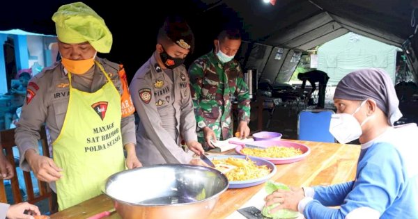 Ini yang Disiapkan Dapur Lapangan Brimob Polda Sulsel di Lokasi Pengungsian Korban Gempa Sulbar