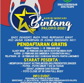 Pendaftaran Audisi Mencari Bintang Dinas Kebudayaan Palopo Telah Dibuka, Ini Syaratnya