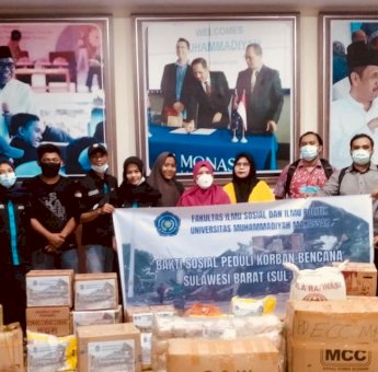 Giliran FISIP Unismuh Serahkan Bantuan Ke Korban Gempa Sulbar
