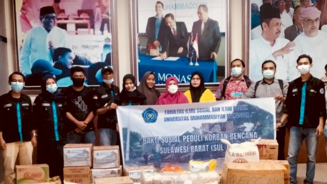 Giliran FISIP Unismuh Serahkan Bantuan Ke Korban Gempa Sulbar