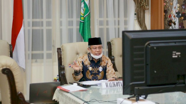Wali Kota Parepare Taufan Pawe, saat melakukan rapat secara Virtual bersama para Kepala SKPD, Rabu (25/02/2021).
