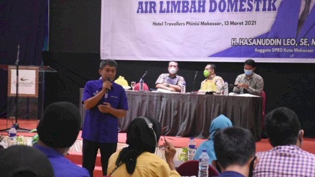 Anggota Fraksi PAN Kota Makassar Hasanuddin leo, mensosialisasikan Perda Tentang Pengolahan Limbah Domestik, di Hotel Phinisi Traveler, Jalan Lamadukelleng Buntu Makassar, Sabtu (13/03/2021).