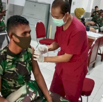 27 Personil Satgas TMMD Kabupaten Gowa Divaksin Covid-19