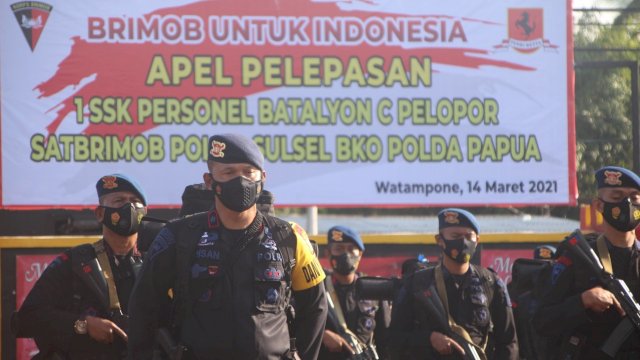 Dilepas Dandim Bone, 1 SSK Personel Batalyon C Pelopor Siap Bertugas ke Papua
