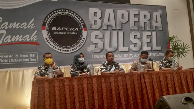 Pertemuan Calon Pengurus Barisan Pemuda Nusantara (BAPERA) Sulsel di Hotel Claro Makassar, Minggu (21/03/2021).