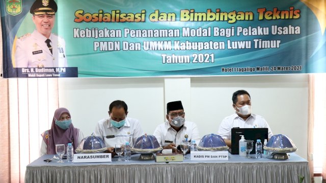 40 Perwakilan Pelaku Usaha di Luwu Timur Ikuti Bimtek dan Sosialisasi DPMPTSP, Rabu (24/3/2021)
