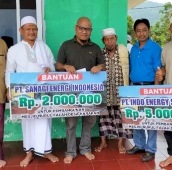 PT Indo Energy dan Sanagi Energi Bantu Pembangunan Masjid Nurul Falah Desa Harapan Luwu Timur