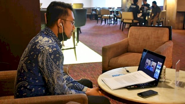 Bupati Sinjai Andi Seto Ghaditsa Asapa, menjadi pembicara di Munas Ke-V APKASI yang digelar secara Virtual, Sabtu (27/03/2021).