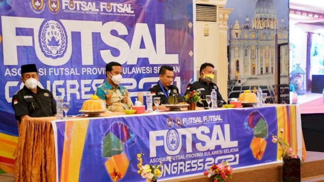 Wakil Gubernur Sulsel Andi Sudirman Sulaiman, menghadiri kongres lima tahunan Asosiasi Futsal Provinsi (AFP) Sulsel, Jumat (29/01/2021).