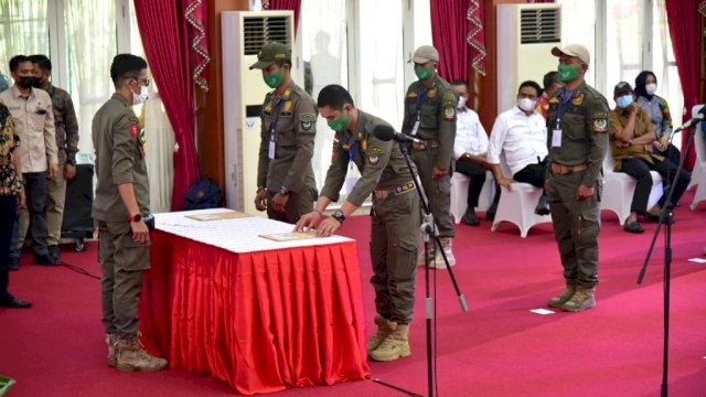 Gladi Pelantikan Kepala daerah Serentak di Sulsel, berlangsung di Baruga Karaeng Pattingalloang Kompleks Rumah Jabatan Gubernur Sulsel, Kamis (25/02/2021). 