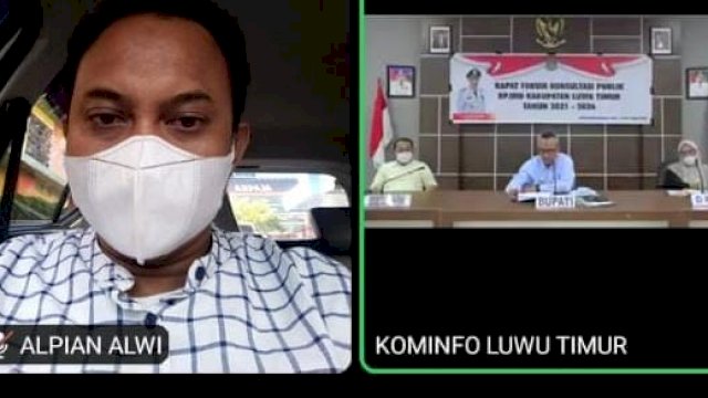 Rapat RPJMD Kabupaten Luwu Timur Melalui Zoom Meeting, Jumat (16/04/2021).