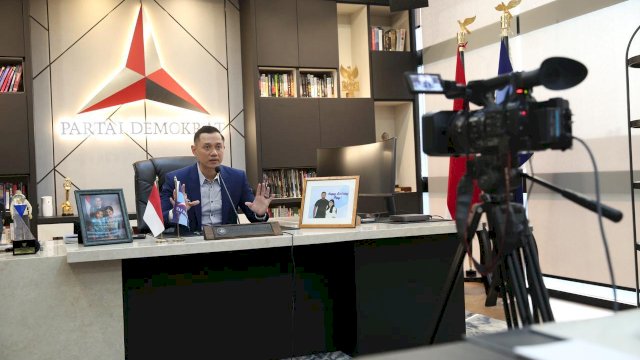 Ketum AHY saat menjadi pembicara dalam Webinar School of Parliament 2021. Foto: DPP Demokrat