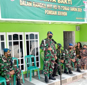 HUT ke 75 POMAD ,Dandenpom Tabi Pasenggong Serahkan Bantuan Rehab Rumah