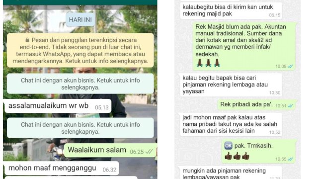 Tangkapan layar Aksi Penipuan yang mencatut Nama Bupati Sinjai Andi Seto Ghaditsa Asapa.