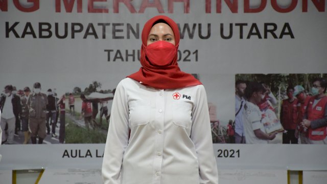Bupati Luwi Utara yang juga Ketua PMI Luwu Utara, Indah Putri Indriani.