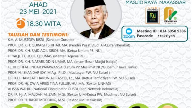 Takziyah AGH Sanusi Baco di Masjid Raya, UIM Hadirkan Ulama dan Tokoh Nasional