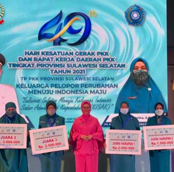 PKK Soppeng Raih Juara Harapan Satu Penurunan Angka Stunting Tahun 2020
