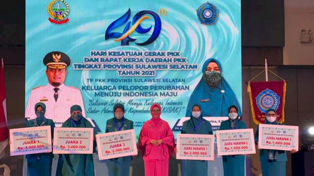 PKK Soppeng Raih Juara Harapan Satu Penurunan Angka Stunting Tahun 2020