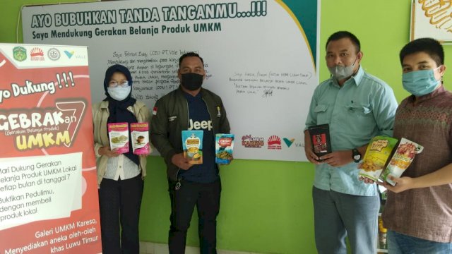 Ketua dan Pengurus BPC Hipmi Luwu Timur saat mengunjungi Galeri Produk UMKM Binaan PT Vale Indonesia, Selasa (15/06/2021).