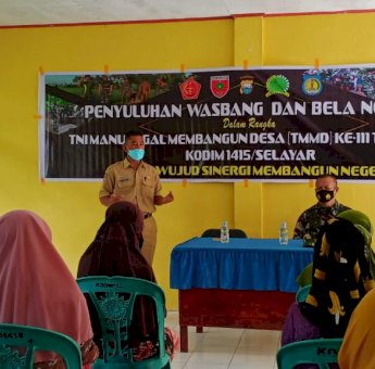 TMMD 111 Selayar Gelar Penyuluhan dan Bela Negara ke Warga Bontobangun