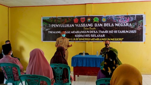 TMMD 111 Selayar Gelar Penyuluhan dan Bela Negara ke Warga Bontobangun