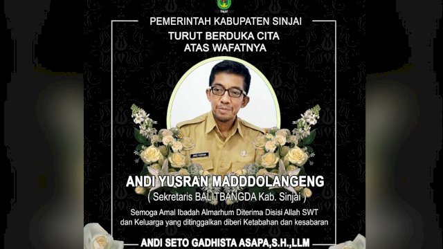 Sekretaris Balitbangda Sinjai Meninggal, Andi Seto Sampaikan Belasungkawa