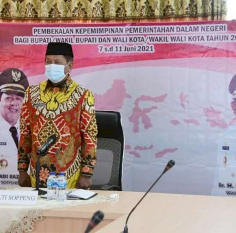 Virtual, Bupati Soppeng Ikuti Pembekalan Kepemimpinan Pemerintahan Dalam Negeri