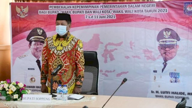 Virtual, Bupati Soppeng Ikuti Pembekalan Kepemimpinan Pemerintahan Dalam Negeri