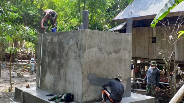 Satgas TMMD 111 Selayar Rampungkan Pembuatan Bak Penampung Air untuk Warga Kamapung Tola