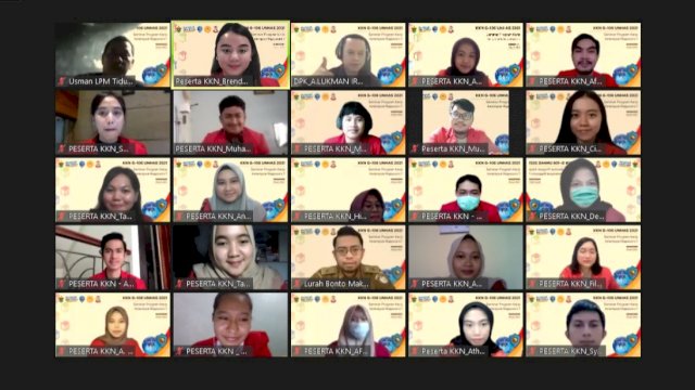 Peserta KKN Universitas Hasanuddin (Unhas) gelombang 106 Kelompok Rappocini 7 menggelar seminar program kerja secara daring, Selasa (6/7/2021).