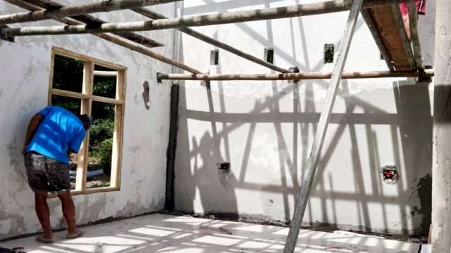 Progres renovasi ruang data dan informasi kantor Balai Penyuluh Pertanian (BPP) Kecamatan Bulupoddo, Kabupaten Sinjai hingga Minggu (11/7/2021).