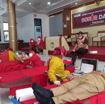 Peringati Bulan Bakti Gerakan Pramuka, Kwarcab Gowa Gelar Donor Darah