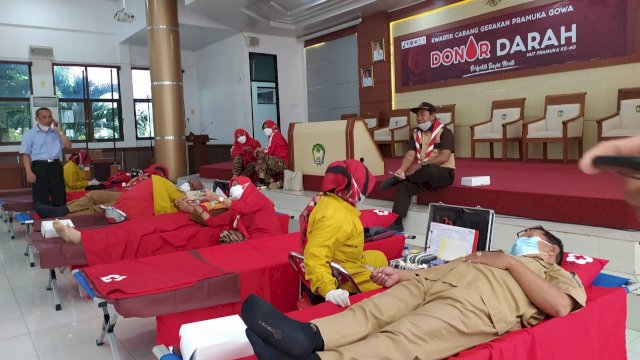 Peringati Bulan Bakti Gerakan Pramuka, Kwarcab Gowa Gelar Donor Darah