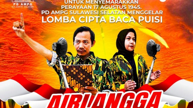 Poster Lomba Cipta Baca Puisi yang digelar AMPG Sulsel.
