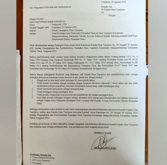 Jelang Pilkades, Pj Kades Topejawa Kabupaten Takalar Sibuk Ganti Perangkat Desa