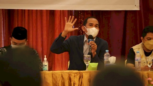 Ketua DPRD Makassar, Rudianto Lallo saat menghadiri seminar yang digelar Ombudsman Kota Makassar di Hotel Grand Town, Jumat (30/7/2021).
