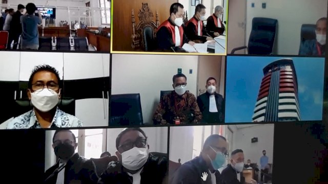 Sidang Kasus Dugaan Korupsi Gubernur Sulsel Nonaktif Prof. Nurdin Abdullah yang digelar secara virtual, Rabu (22/09/2021).