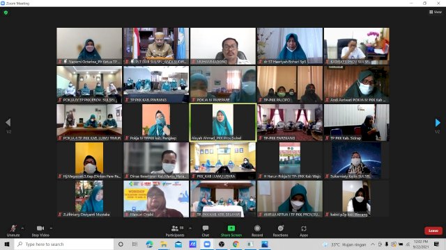 Rapat Virtual PKK Provinsi Sulawesi Selatan, Rabu (22/09/2021).