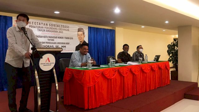 Kegiatan sosialisasi Perda Nomor 9 tahun 2016 yang digelar Anggota DPRD Kota Makassar, Eric Horas di Hotel Grand Asia, Jalan Boulevard,&nbsp;Makassar, Senin (27/9/2021).
