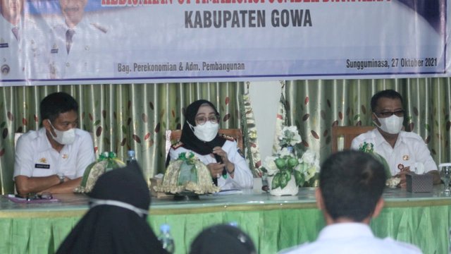 Rapat Koordinasi, Sinkronisasi, dan Evaluasi Kebijakan SDA Kabupaten Gowa di Aula Pertemuan Rumah Makan Dewi Sri, Rabu (27/10/2021).