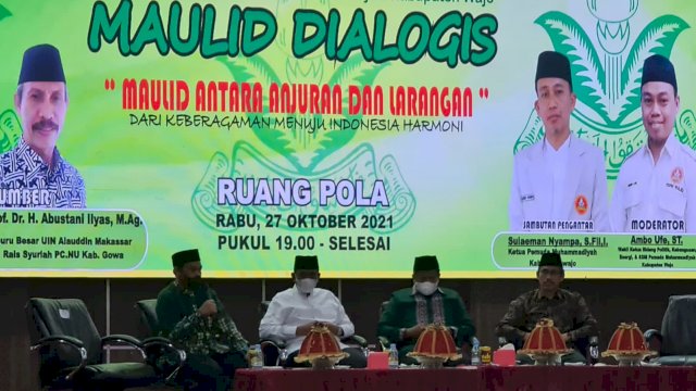 Maulid Dialogis yang digelar oleh Pimpinan Daerah Pemuda Muhammadiyah Kabupaten Wajo di Ruang Pola Kantor Bupati Wajo, Rabu (27/10/2021) malam.