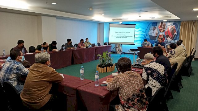 Suasana FGD penyusunan panduan Latihan Keterampilan Manajemen Mahasiswa (LKMM) Universitas Hasanuddin yang digelar di Hotel Aston, Jalan Sultan Hasanuddin, Makassar, Sabtu (9/10/2021).