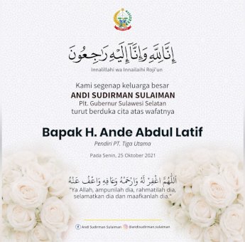 Pendiri Tiga Utama Berpulang, Plt Gubernur Sulsel Sampaikan Bela Sungkawa