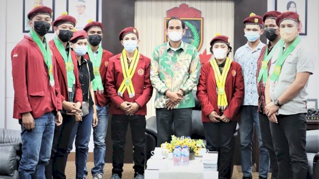 Ketua DPRD Makassar, Rudianto Lallo saat menerima kunjungan pengurus Persatuan Mahasiswa Katolik Republik Indonesia (PMKRI) Sulawesi Selatan, Jumat (3/9/2021).