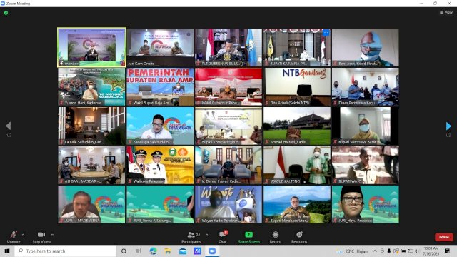 Plt Gubenur Sulsel Andi Sudirman Sulaiman, mengikuti secara virtual pembukaan Bimbingan Teknis dan Workshop Online Anugerah Desa Wisata Indonesia (ADWI) 2021 Zona B, Jumat (16/07/2021).