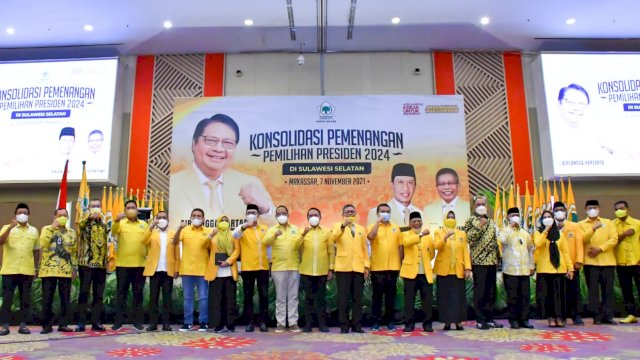 Konsolidasi pemenangan Airlangga Hartarto di Hotel Claro, Makassar, Minggu (7/11/2021) malam.