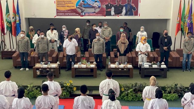 225 atlet Kempo dari 16 kabupaten dan kota di Sulsel mengikuti Pra-porprov di Aula Kampus Universitas Islam Makassar, Sabtu (20/11/2021).